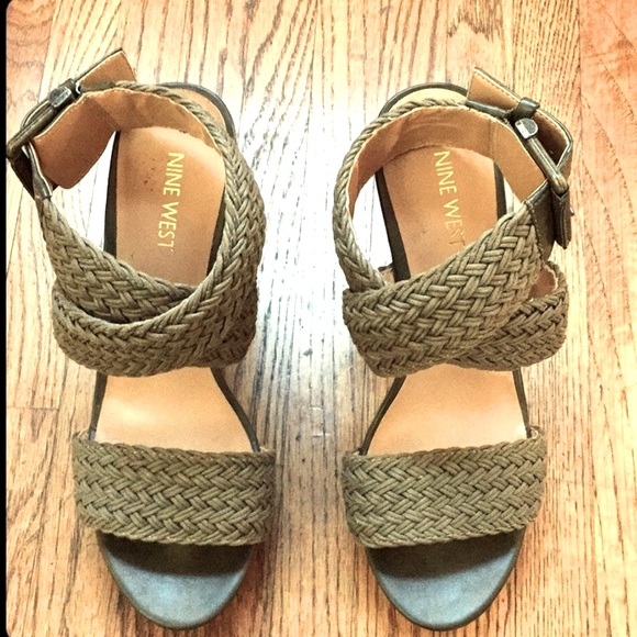 Nine West Shoes - Nine West Chunky Woven Olive Wedges Sandals * Shoe Obsessed Seller! 🌸